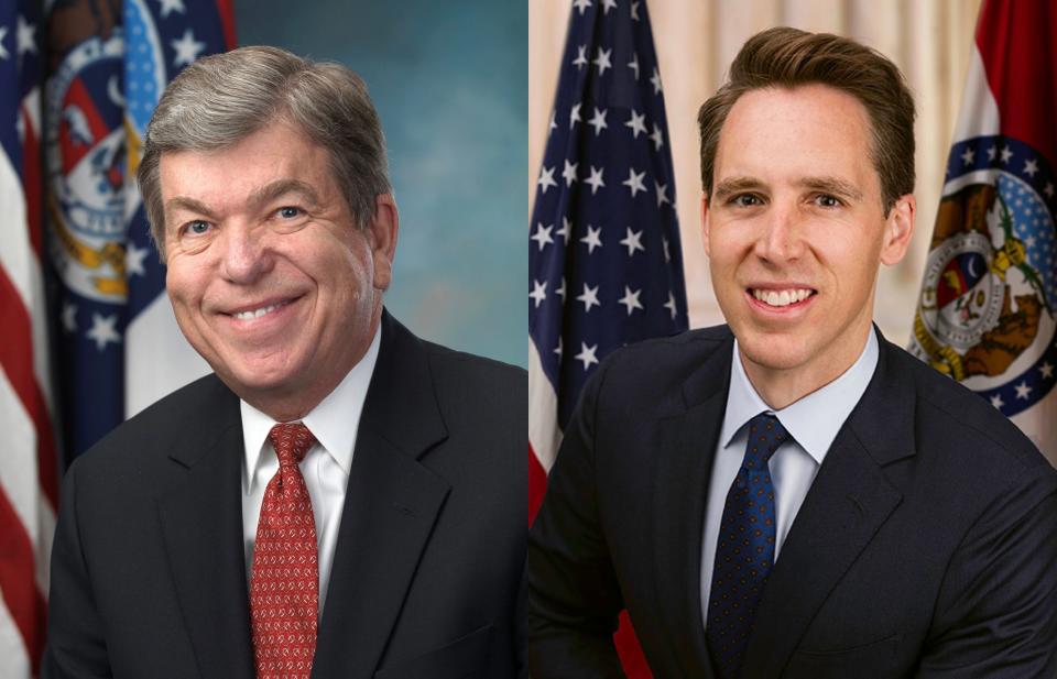 Missouri U.S. Sens. Roy Blunt (left) and Josh Hawley