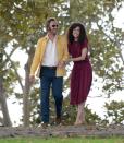 <p>Rose Byrne gets into character as she films her new series <em>Physical </em>with costar Rory Scovel in Los Angeles on Monday.</p>