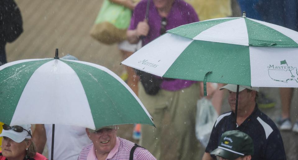 The Masters tournament will begin at 10:10 a.m., more than two hours past schedule, because of severe weather in the Augusta, Ga., area.
