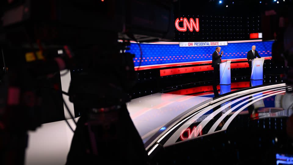 Former President Donald Trump and President Joe Biden debate at CNN's Atlanta studios on June 27, 2024. - Will Lanzoni/CNN