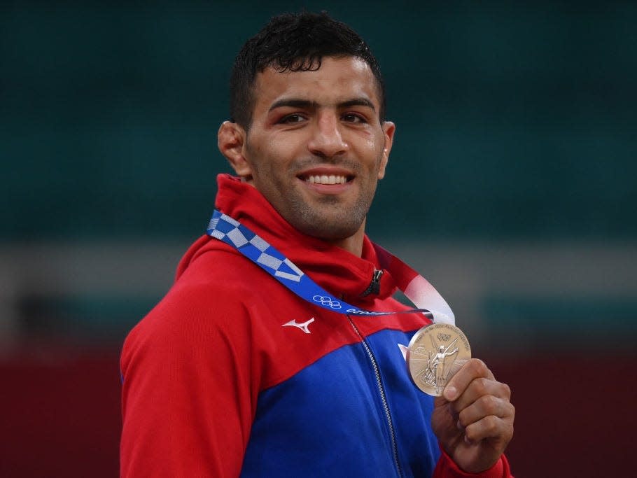 Saeid Mollaei with his silver medal in judo at the Tokyo Olympics