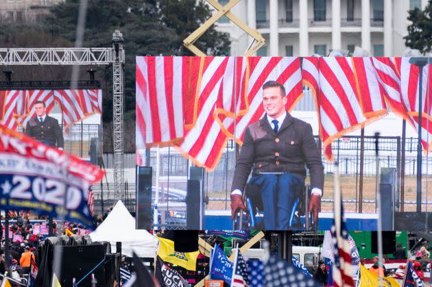 Rep. Madison Cawthorn (R-N.C.) speaks at a pro-Trump rally at the White House on Jan. 6, 2021, prior to the attack on the U.S. Capitol. (Photo: Bill Clark via Getty Images)