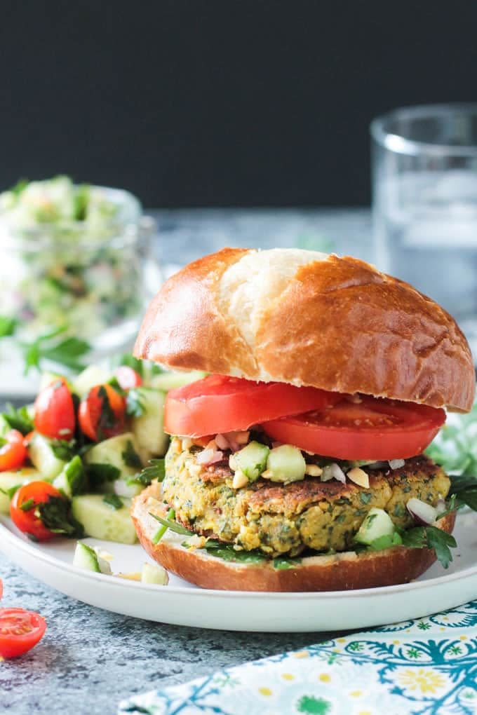 Falafel Burger With Cucumber Peanut Relish