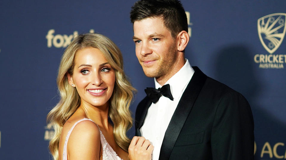 Tim Paine and wife Bonnie, pictured here at the 2020 Australian Cricket Awards.