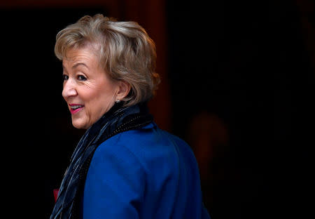 Britain's Conservative Party's leader of the House of Commons Andrea Leadsom arrives in Downing Street in London, Britain January 29, 2019. REUTERS/Toby Melville/File Photo