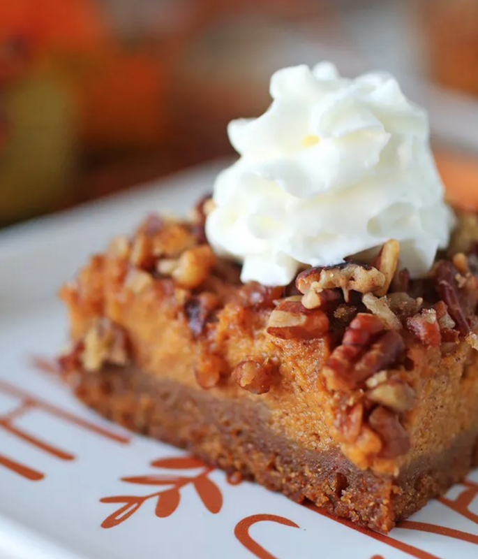 <p>Nicole Nared Washington</p><p>These pecan pumpkin pie bars combine the best of both worlds of pecan pie and pumpkin pie. </p><p><strong>Get the recipe: <em><a href="https://parade.com/842449/nicolewashington/pecan-pumpkin-pie-bars/" rel="nofollow noopener" target="_blank" data-ylk="slk:Pecan Pumpkin Pie Bars;elm:context_link;itc:0;sec:content-canvas" class="link ">Pecan Pumpkin Pie Bars</a></em></strong></p>