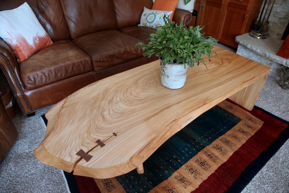 Scott Kania made this 6 foot long elm and walnut table during the pandemic. Now that the Bayside house is redone, he might make more furniture.
