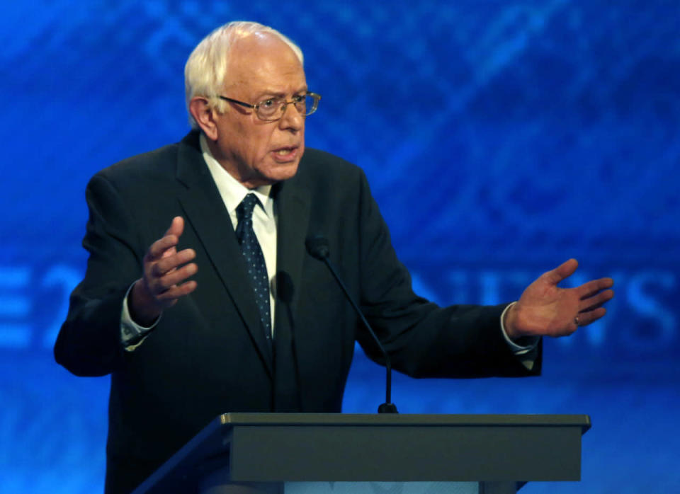 Sanders gestures during debate