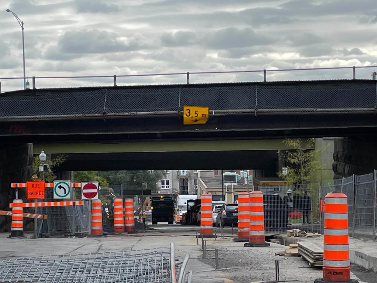 In 2022 alone, Exo says it had to delay its trains 190 times due to trucks hitting the Greene Avenue overpass.  (Leta Polson/CBC - image credit)