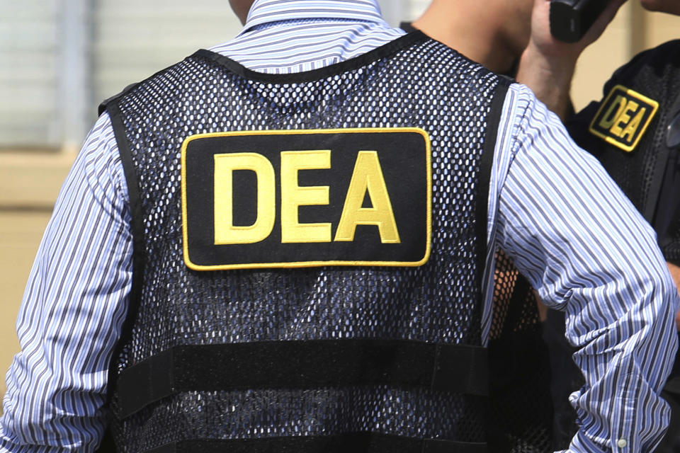 ARCHIVO - En esta fotografía del 13 de junio de 2016 se muestra a agentes de la Administración de Control de Drogas de Estados Unidos (DEA, por sus siglas en inglés) en Florida. (Joe Burbank/Orlando Sentinel via AP, Archivo)