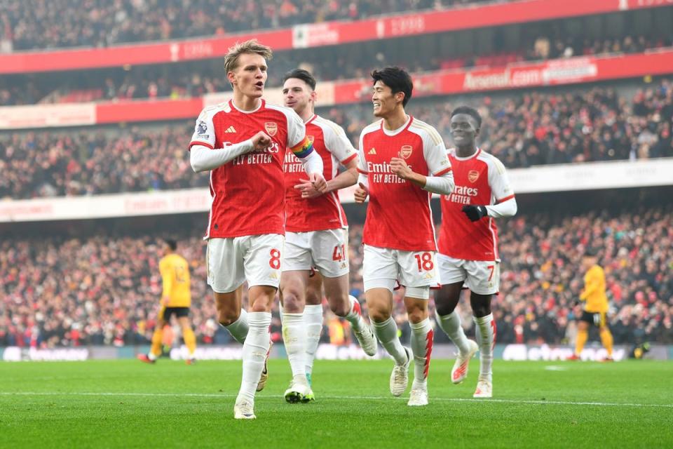 Martin Odegaard scored on Saturday as Arsenal beat Wolves (Arsenal FC via Getty Images)