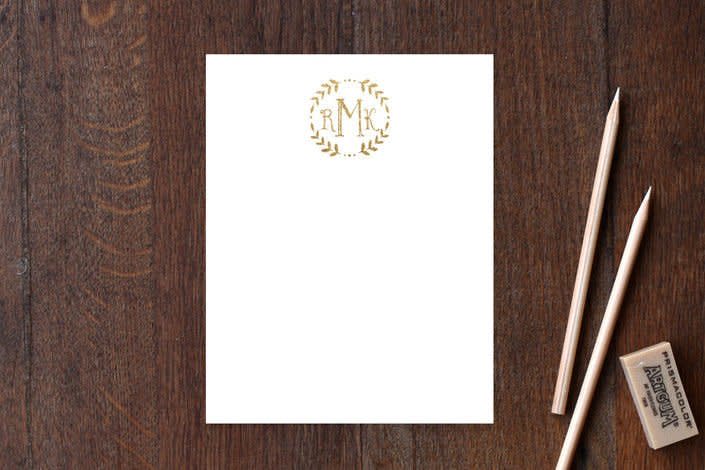 Glittered Monogram Personalized Stationery