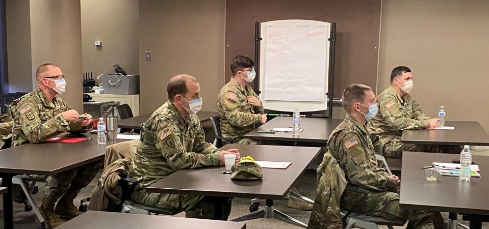 Five members of the Ohio National Guard recently reported for duty at Southeastern Med as part of Gov. Mike DeWine's efforts to assist medical facilities during the recent surge in the COVID-19 cases attributed to the Omicron variant. The spike has resulted in the highest number of coronavirus hospitalizations statewide. The members participated in an orientation prior to serving as support staff at the Cambridge hospital.