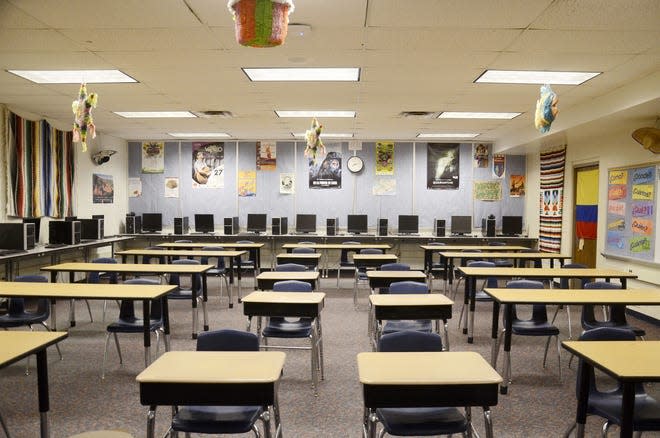 A look inside a Petoskey High School classroom. Citing improving conditions surrounding the COVID-19 pandemic, the Health Department of Northwest Michigan announced the first amended order which requires masks to be worn in school settings will be lifted in one week, with rescission effective at 11:59 p.m., Thursday, Feb. 17.