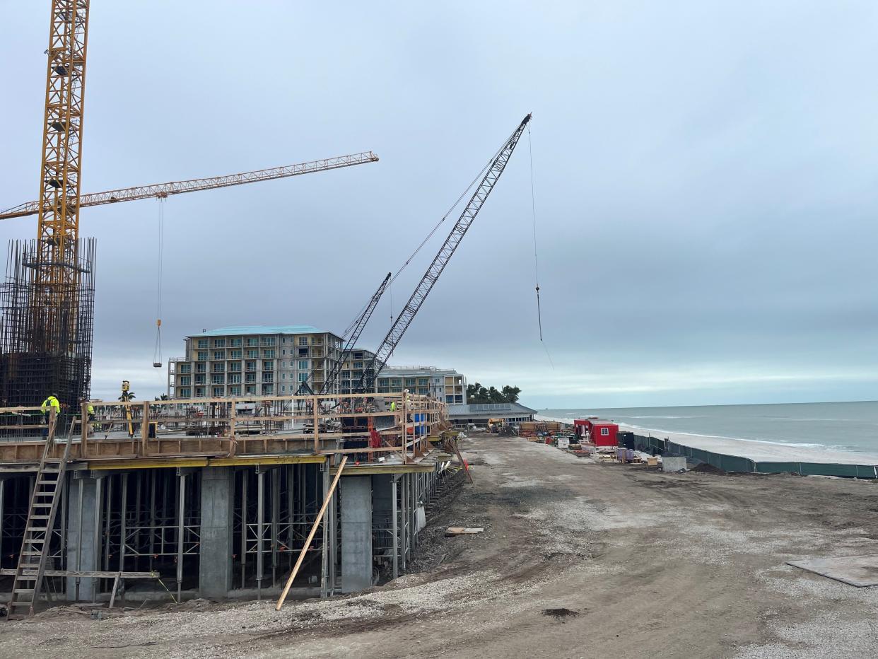 The Naples Beach Club, a Four Seasons property, is under construction where the former Naples Beach Hotel & Golf Club was located on Gulf Shore Boulevard. Owners and architects are asking for approval for a porte-cochere on the front for guests to drive under.