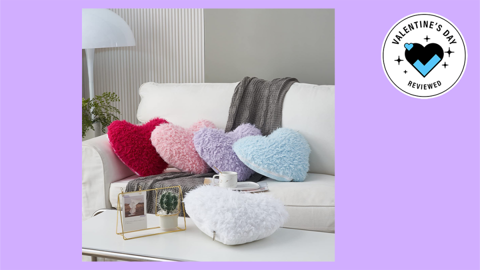 Cozy Valentine's Day gifts: Shaggy Faux Fur Heart Pillow