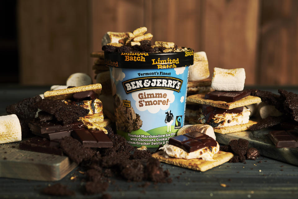 <strong>Ingredients:</strong>&nbsp;Toasted marshmallow ice cream with chocolate cookie swirls, graham cracker swirls, fudge flakes.&nbsp;<br /><br />"The toasted marshmallows make my tummy smile, and I love [eating this when] camping with my friends." --&nbsp;<i>Jeremy Hulsey, Scoop Shop manager<br /><br /></i>"I love any flavor with a chocolate cookie or a graham cracker swirl, but the toasted marshmallow base is to die for! Although I [do] find that my favorite flavor changes on a weekly basis." --&nbsp;<i>Lizz Hale, Scoop Shop assistant manager<br /><br /></i>"Gimme S'more has so much texture and the flavor is amazing. I am really big into textures, and our swirls deliver." --&nbsp;<i>Natalie Butler, Flavor Guru</i>