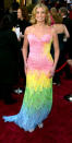 Singer Faith Hill missed the mark in this rainbow-hued Versace number.