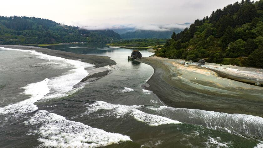 Klamath, CA - August 17: The mouth of the Klamath River on Thursday, Aug. 17, 2023 in Klamath, CA. (Brian van der Brug / Los Angeles Times)