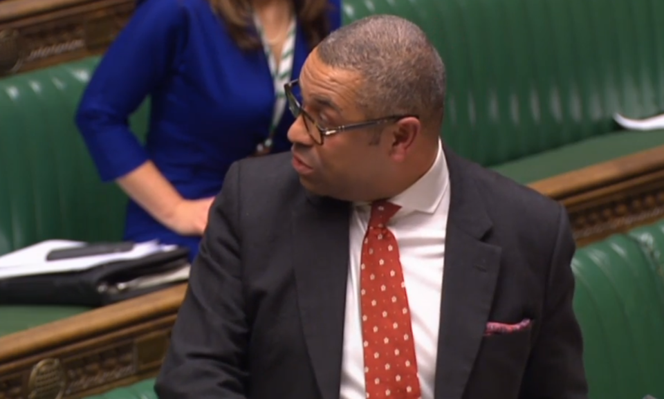 James Cleverly replies to concerns from his Tory colleague in the Commons (PA)