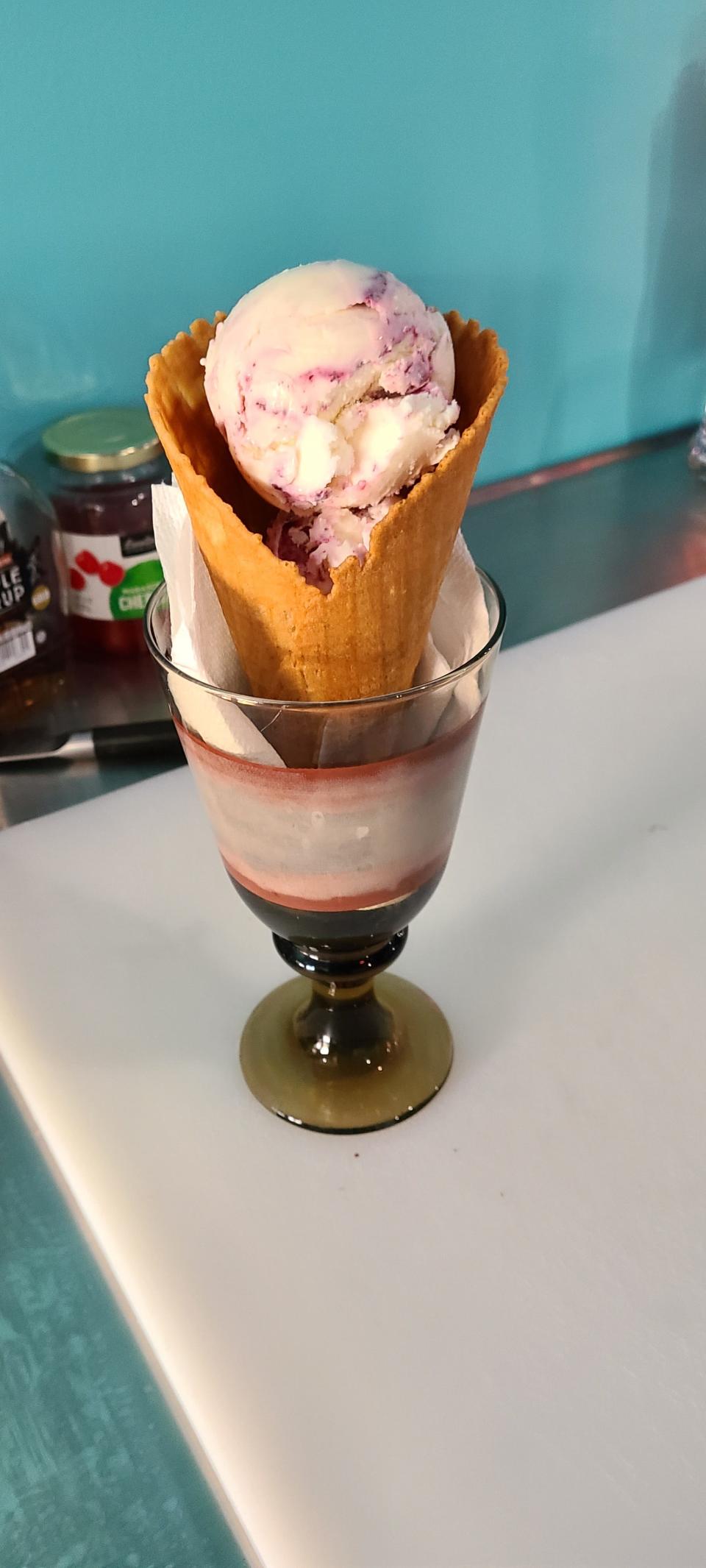 Fernweh Ice Cream's "Queen of Hearts" is made with fresh strawberries and from-scratch waffle cones.