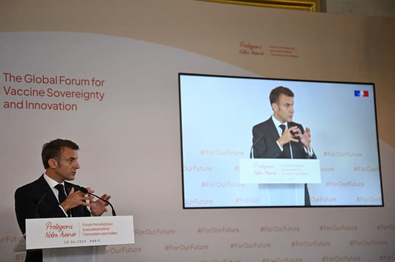 The African Vaccine Manufacturing Accelerator 'will be an essential step towards a genuine African vaccine market', said Macron (Dylan Martinez)