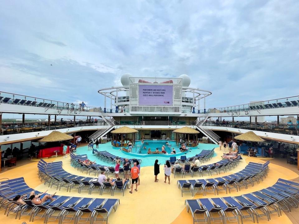 An aerial view of one of Carnival Vista's pools.