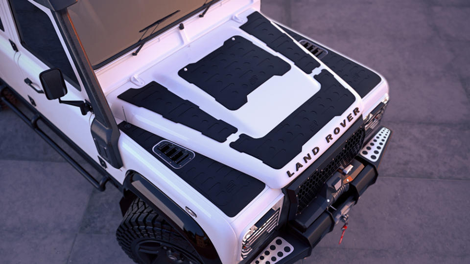 The Classic Overland “White Rhino” Land Rover Defender from above