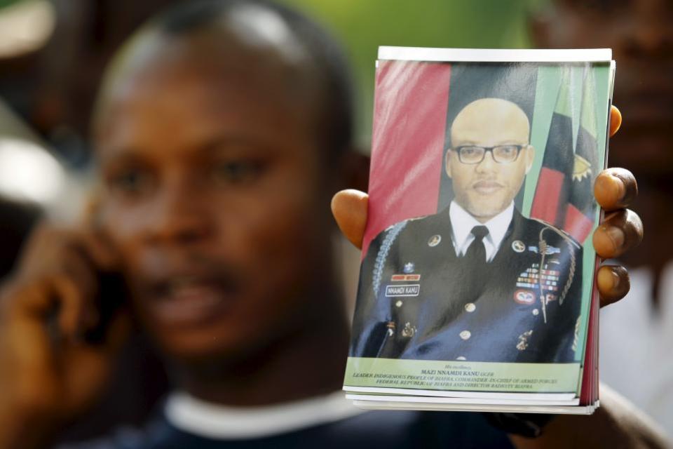 Nnamdi Kanu supporter at a protest in Abuja.