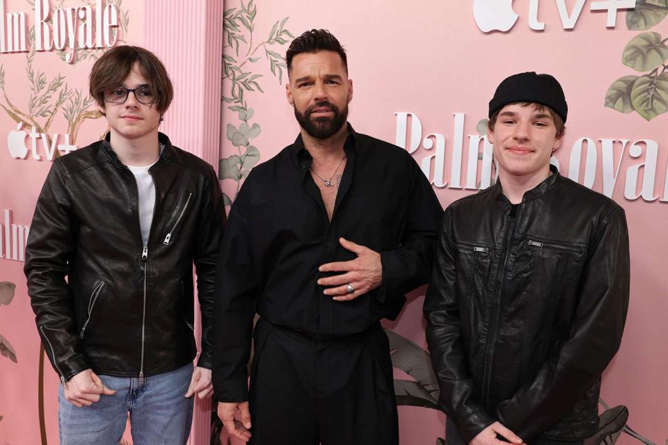 <p>Eric Charbonneau/Getty </p> Ricky Martin with sons Valentino (L) and Matteo (R)
