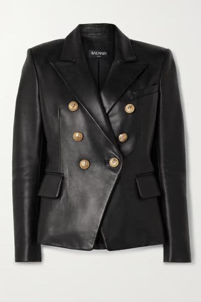 black-leather-balmain-blazer