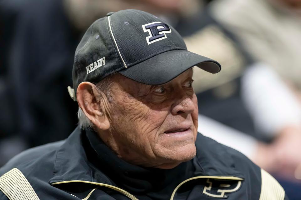 Purdue Basketball legend Gene Keady attending the NCAA women’s basketball game against the Penn State Nittany Lions, Wednesday Feb. 28, 2024, at Mackey Arena in West Lafayette, Ind. Penn State won 93-88.