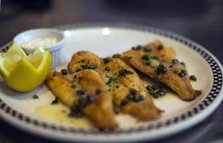 A Sand Dabs plate is pictured at Kate Mantilini restaurant in Beverly Hills, California June 4, 2014.REUTERS/Mario Anzuoni