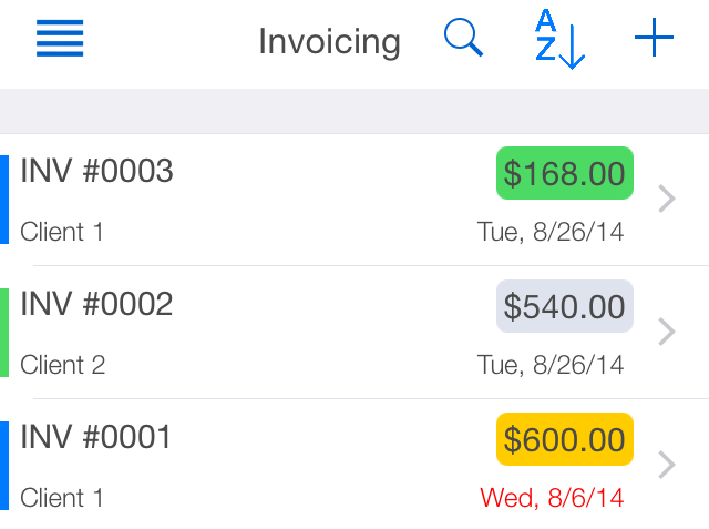 TimeTrack Free Invoices View