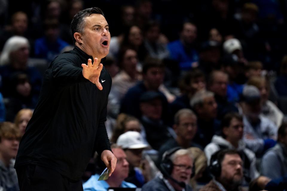 Xavier Musketeers head coach Sean Miller coaches in the second half of the basketball game between Xavier Musketeers and Seton Hall Pirates at the Cintas Center in Cincinnati on Saturday, Dec. 23, 2023.