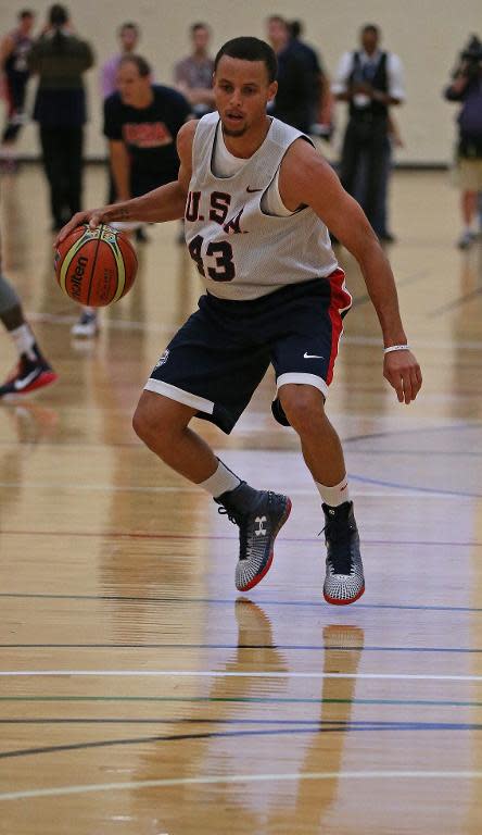 Stephen Curry of team USA during a training session in Chicago, Illinois on August 15, 2014