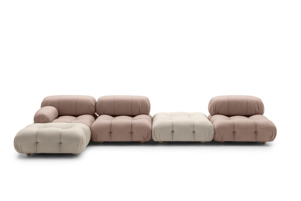 The Camaleonda sofa by Mario Bellini with Magnolia fabric in Antique Pink and Ecru by Stella McCartney for B&B Italia