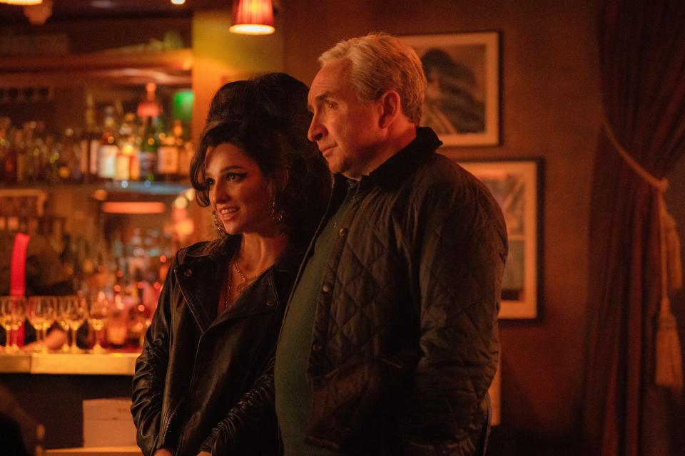 Marisa Abela as Amy Winehouse and Eddie Marsan as her father, Mitch Winehouse, in "Back to Black," director Sam Taylor-Johnson's dive into the short, celebrated and ultimately tragic life of the British soul/jazz/pop singer.
