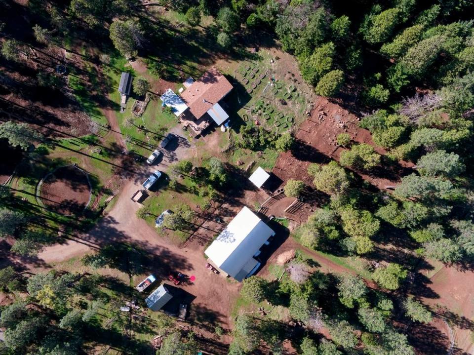 An aerial view shows the remoteness of Jim and Norma Gund’s home in Kettenpom, where the couple suffered major injuries after responding to a Trinity County sheriff’s office request for a welfare check on a neighbor and were attacked by an assailant.
