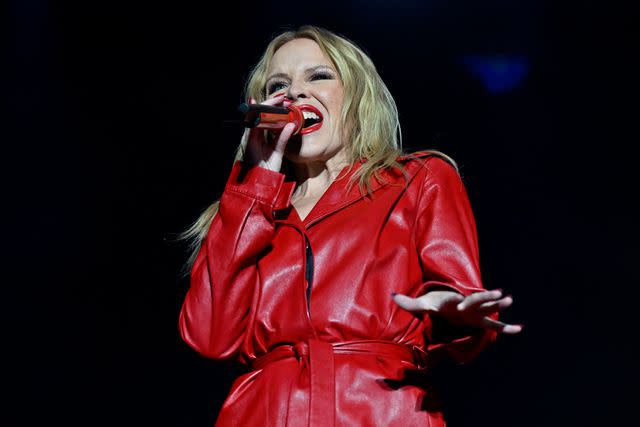 <p>David Becker - Formula 1/Formula 1 via Getty</p> Kylie Minogue performs in Las Vegas in November 2023