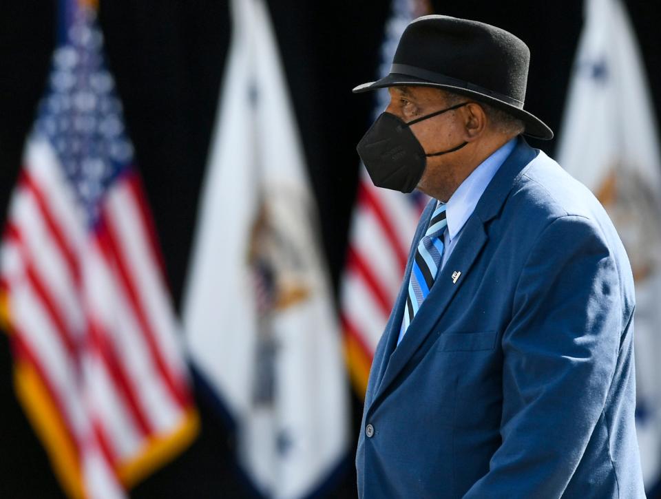 Freedom rider Bernard Lafayette, Jr., arrives during the 57th anniversary of the Bloody Sunday March in Selma, Ala., on Sunday March 6, 2022.