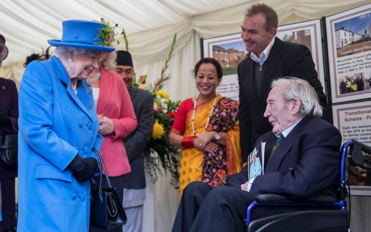 Souter meets Queen Elizabeth in 2019 when she opened a new housing development for armed forces veterans and the ex-service community in Morden, south London