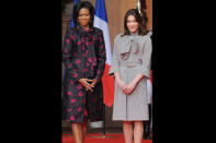 <b>April 3, 2009</b> <br>Pussy-bow showdown with Carla Bruni-Sarkozy. Who wore it better?