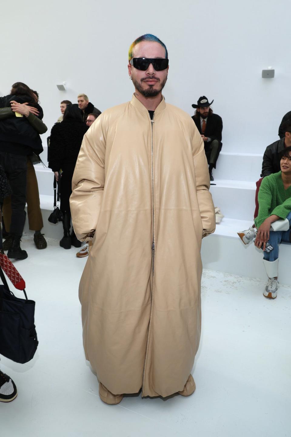 J Balvin at the Loewe show during Paris Fashion Week on January 21, 2023.