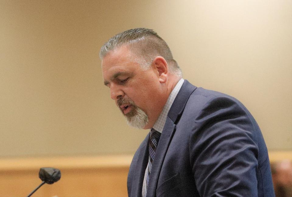 Shasta County Assistant County Executive Officer Eric Magrini speaks before the Board of Supervisors about a new jail proposal on Tuesday evening, March 29, 2022.