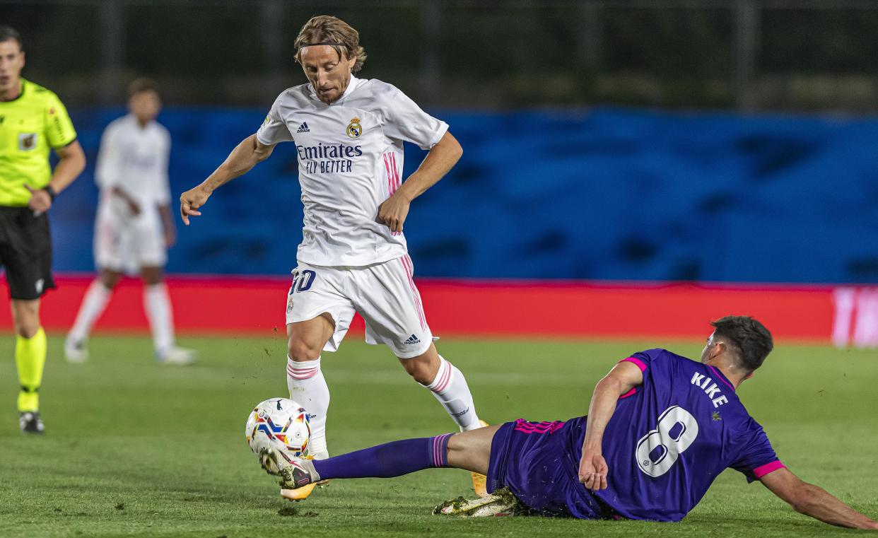 Real Madrid's Luka Modric (left) in action. (PHOTO: LaLiga Santander)
