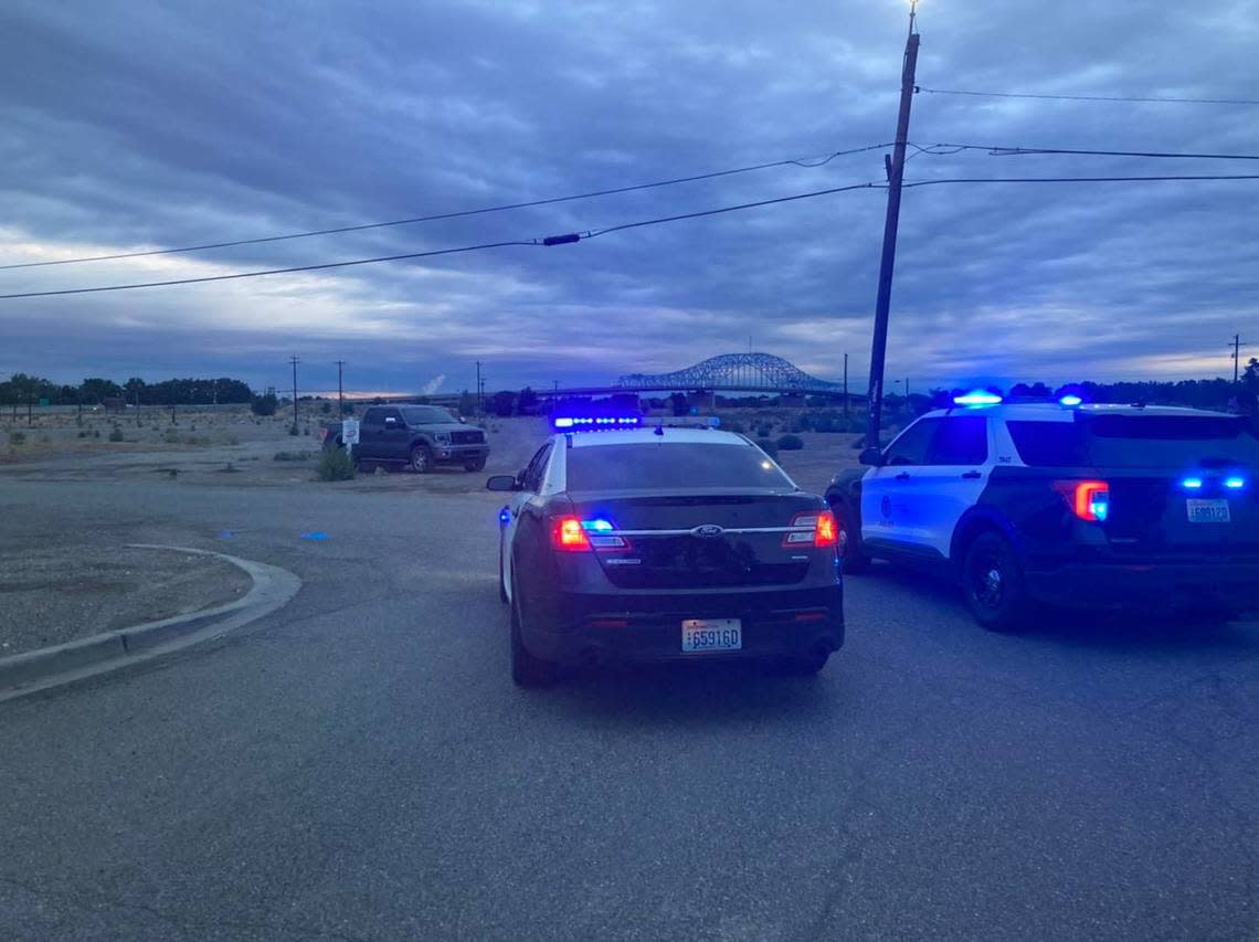 Kennewick police arrested a man who drove through a chain-link fence at a car dealership in a stolen pickup.