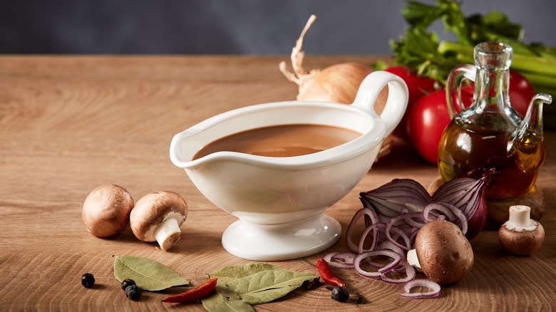 gravy bowl with ingredients