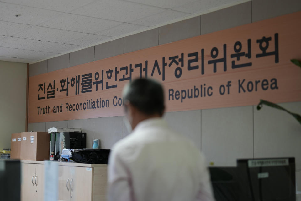 Peter Møller, attorney and co-head of the Danish Korean Rights Group, stands as he files documents at the Truth and Reconciliation Commission in Seoul, South Korea, Tuesday, Aug. 23, 2022. Dozens of South Korean adoptees who were sent to Danish parents as children in the 1970s and ‘80s have formally demanded Tuesday, Aug 23, 2022, the South Korean government investigate the circumstances surrounding their adoptions, which they say were corrupted by systemic practices that falsified or obscured children's origins. (AP Photo/Lee Jin-man)