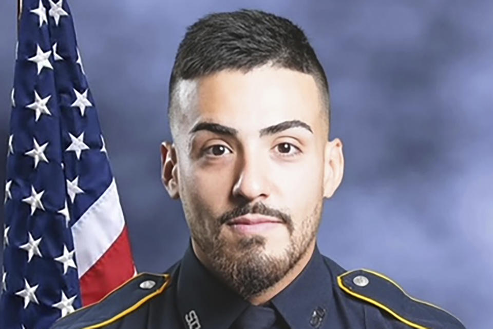 This undated photo provided the Harris County, Texas, Sheriff's Office shows Deputy Fernando Esqueda. Esqueda was fatally shot in an apparent ambush while responding to a call on Wednesday, July 10, 2024, in Houston. (Harris County Sheriff's Office via AP)